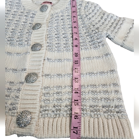 Kate Spade Jewel Button Texture Cardigan In Cream Silver Size XXS - Picture 11 of 13